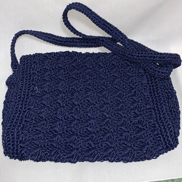 Dark blue crocheted purse made in Japan. - Picture 2 of 10